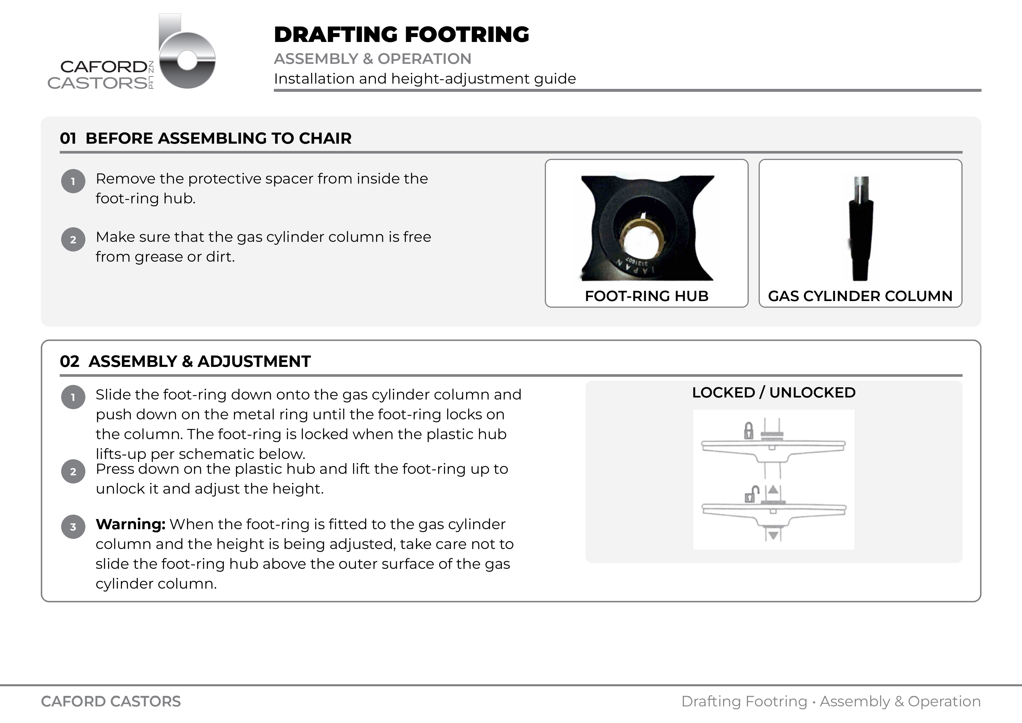 Caford Castors Footring Assembly and Operation