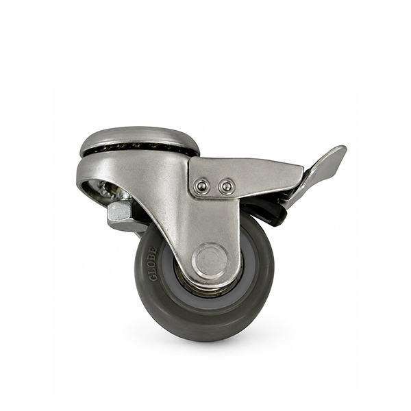 Medium Industrial Polyurethane Castor Wheel - Swivel Bolt Hole Brake