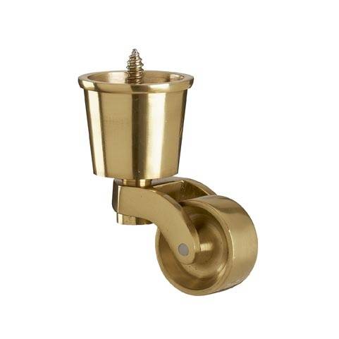 Brass Castor 32mm Wheel with Leg Cup and Separate Screw