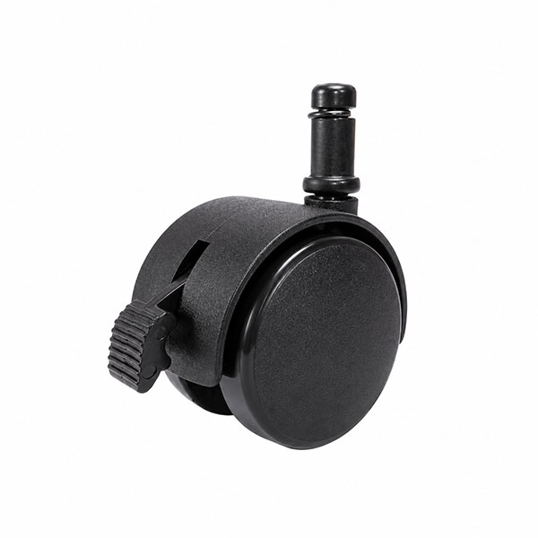 50mm Hooded Twin Wheel Castor with Brake - Circlip Fitting for Office Chairs