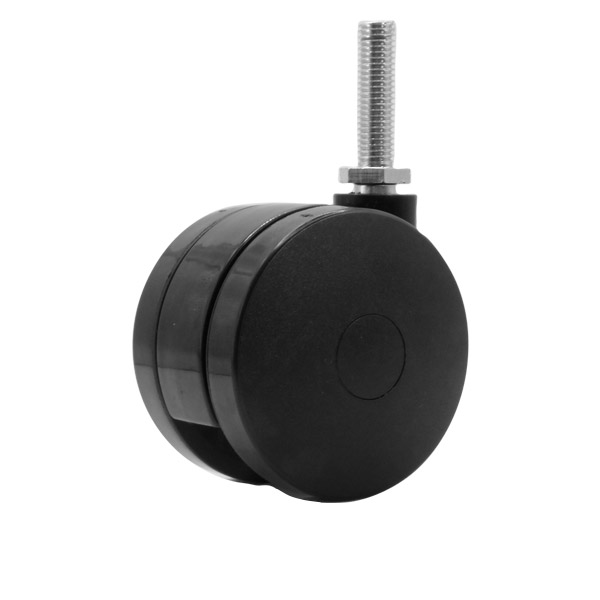 75mm Twin Wheel Castor - Screw-In Thread and Nut