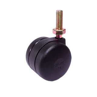 50mm Twin Wheel Castor - Screw-In Thread and Nut