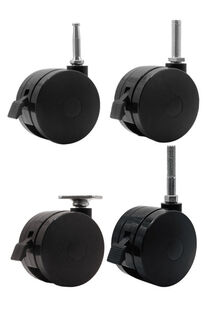 75mm Twin Wheel Castor with Brake - Various Fittings