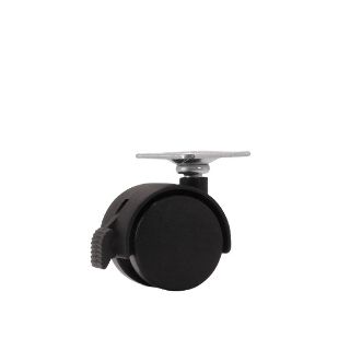 40mm Hooded Twin Wheel Castor with Brake - Plate Fitting and Screws