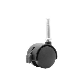 40mm Hooded Twin Wheel Castor with Brake - Grip Neck and Socket - Timber Fitting