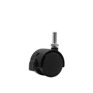 40mm Hooded Twin Wheel Castor with Brake - Screw-In Thread and Socket