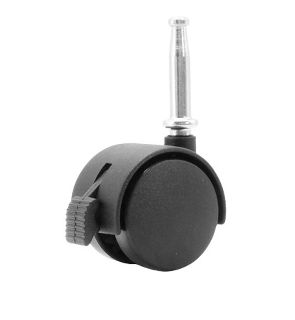 50mm Hooded Twin Wheel Castor with Brake - Grip Neck and Socket - Timber Fitting