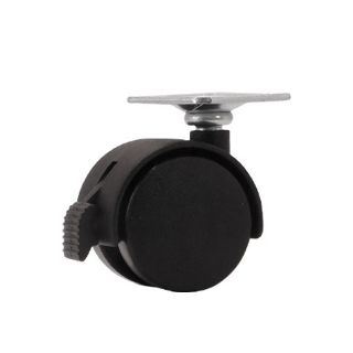 50mm Hooded Twin Wheel Castor with Brake - Plate Fitting and Screws