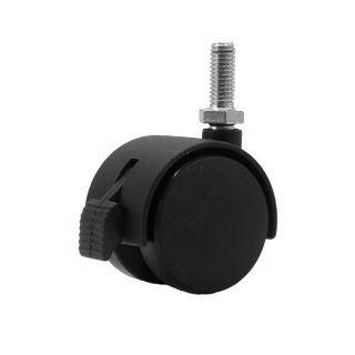 50mm Hooded Twin Wheel Castor with Brake - Screw-In Thread and Nut