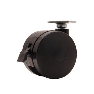 75mm Twin Wheel Castor with Brake - Plate Fitting and Screws