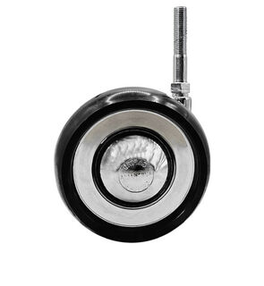 100mm Metal Ball Castor with PU Tyre - UNF Thread and Expanding Socket - Tube Fitting