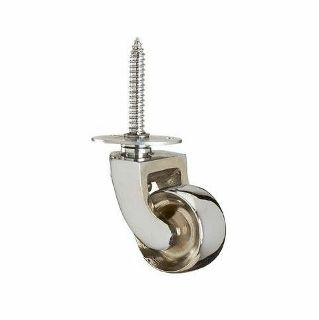 Chrome Plated Brass Castor with Screw Plate - 38 and 25 mm Diameter Wheels