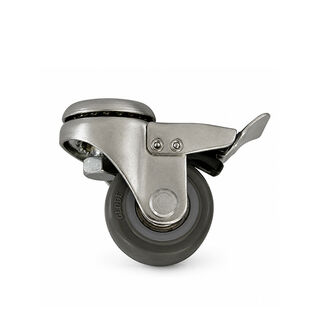 Medium Industrial Polyurethane Castor Wheel - Swivel Bolt Hole Brake