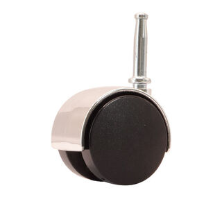 50mm Chrome Hooded Twin Wheel Castor - Grip Neck and Socket - Timber Fitting
