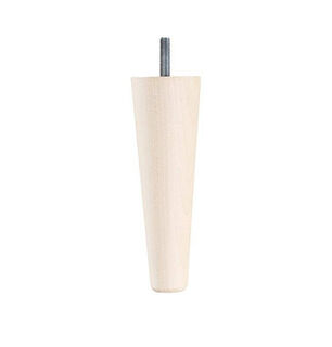 Unstained Wooden Round Tapered Furniture Leg - Height 150mm
